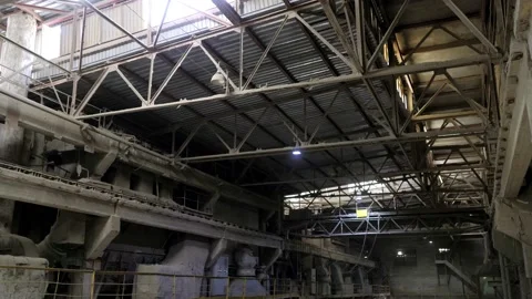 Industrial enterprise for cement processing, the territory of the plant Stock Footage 156388048