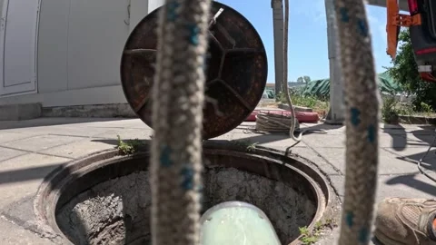 Industrial environment camera inspects rainwater drainage pipe Stock Videos. Stock Footage 312115656