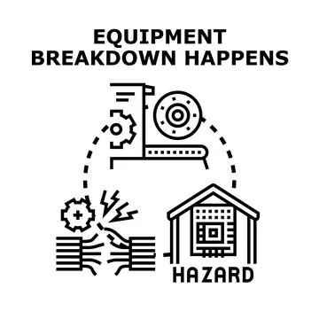 Industrial equipment breakdown creating electrical hazard risk Stock Illustration