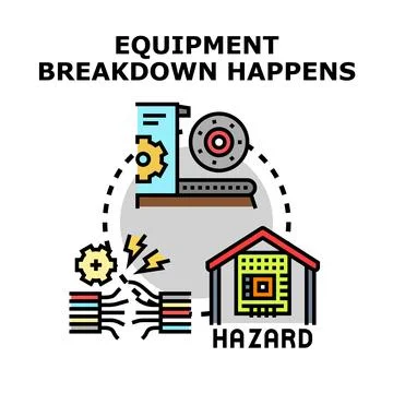 Industrial equipment breakdown creating electrical hazard risk Stock Illustration