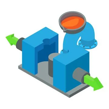 Industrial equipment icon isometric vector. Permanent casting part curved pipe Stock Illustration