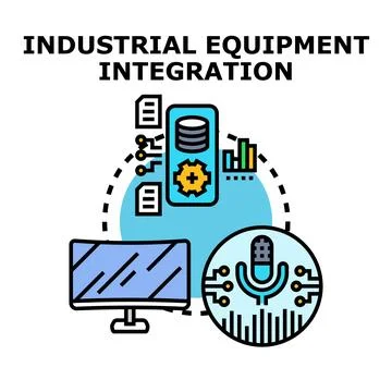 Industrial equipment integration process using modern technology Stock Illustration