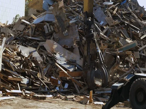 Industrial equipment loading sorting garbage claws Stock Footage 81804235