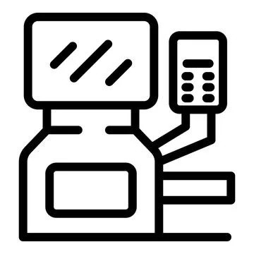 Industrial equipment operating with control panel displaying manufacturing data Illustrazione stock