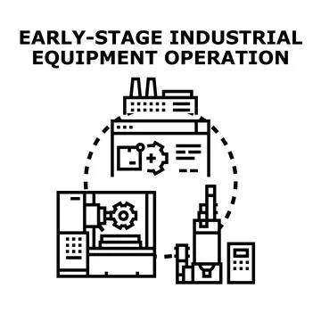 Industrial equipment operation process automating manufacturing production Ilustración de archivo