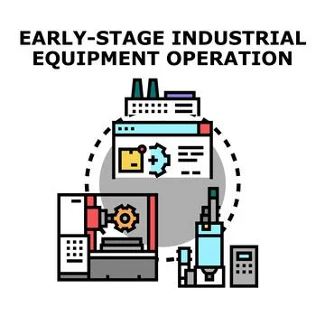 Industrial equipment operation process automating manufacturing production Ilustración de archivo