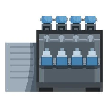 Industrial equipment processing unit with control panel and multiple componen Stock Illustration