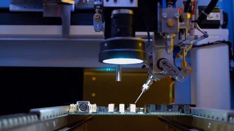 Industrial equipment for testing the quality of assembly of electronic circuit Stock-Footage 64732137