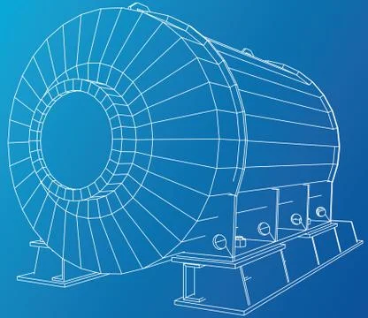 Industrial equipment. Wire-frame. Vector EPS10 format. Vector rendering of 3d Illustrazione stock