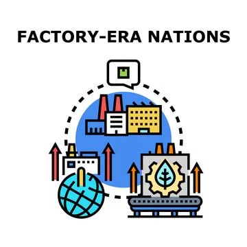 Industrial era nations developing global economy concept Stock Illustration