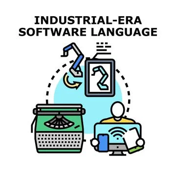 Industrial era software language concept vector Stock Illustration