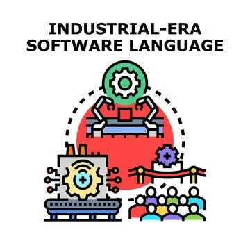 Industrial era software language development and innovation Stockillustratie