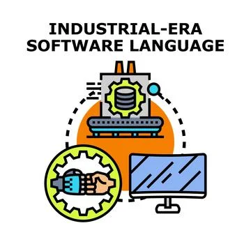 Industrial era software language development concept Illustrazione stock
