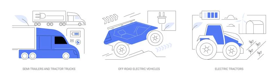 Industrial EV abstract concept vector illustrations. Stock Illustration