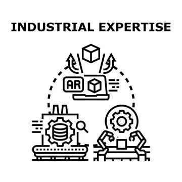 Industrial expertise concept implementing modern technology processes Stock Illustration