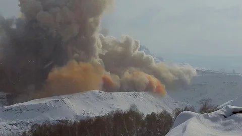 Industrial explosion winter Video stock 69078870