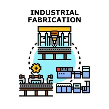 Industrial fabrication process vector illustration depicting automated manu.. 스톡 일러스트