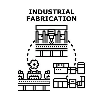 Industrial fabrication process vector illustration automated production eleme 스톡 일러스트