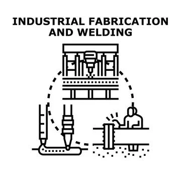Industrial fabrication process with welding and production Stock Illustration