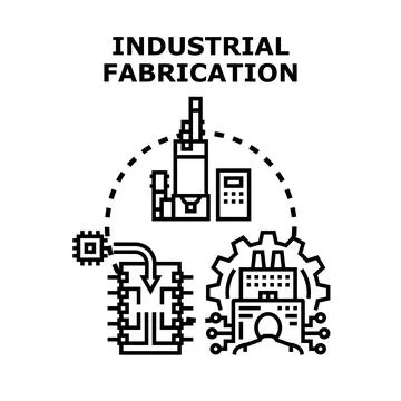 Industrial fabrication processing integrated circuit manufacturing concept Stock Illustration