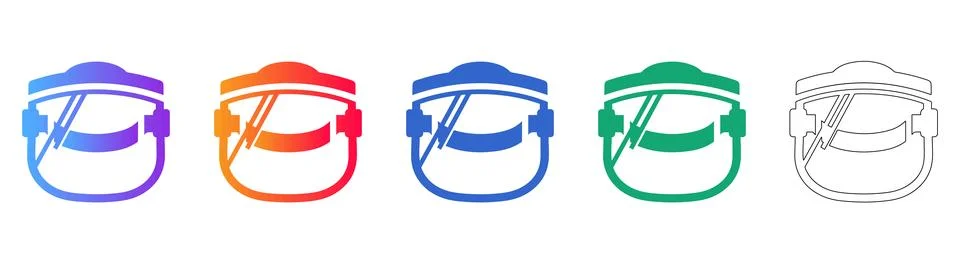 Industrial Face Shield Vector Icons Stock Illustration