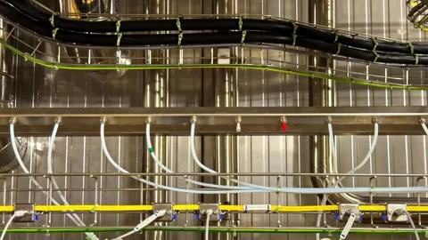 Industrial facility complex piping system technological infrastructure Stock Footage 335006832