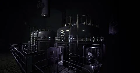 Industrial facility featuring large storage tanks and shadowy atmosphere Stock Illustration