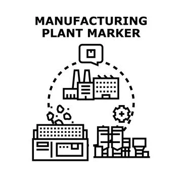 Industrial facility location manufacturing process vector Stock Illustration
