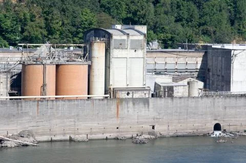 Industrial facility on river 写真素材