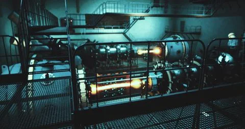 Industrial facility showcasing complex machinery during nighttime operations 스톡 일러스트