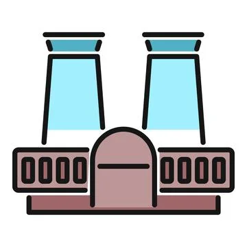 Industrial factory building producing energy power icon Stock Illustration