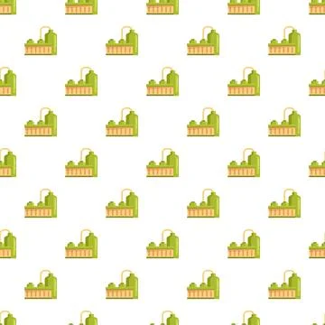 Industrial factory building seamless pattern creating production background Stock Illustration