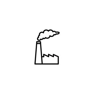 Industrial factory building with smoke stack icon Stock Illustration