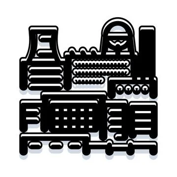Industrial factory complex producing clean modern energy Stock Illustration