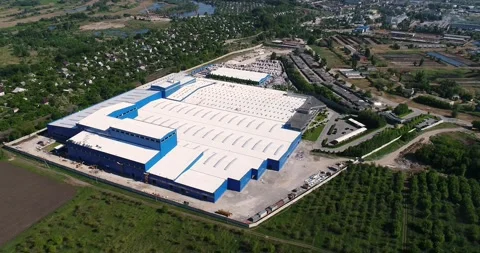Industrial factory construction process. Industrial Building Construction Видео 320398024