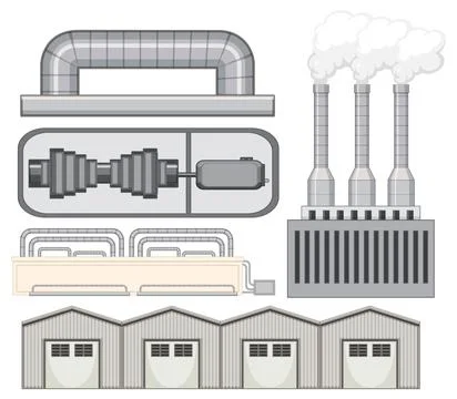 Industrial Factory Elements Set Stock Illustration