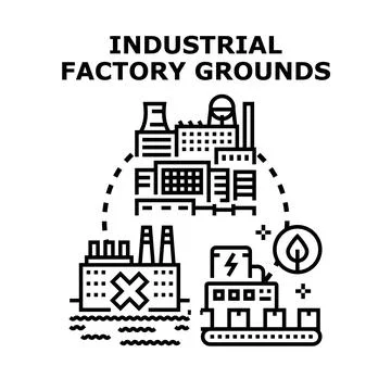 Industrial factory grounds developing future business production Stock Illustration