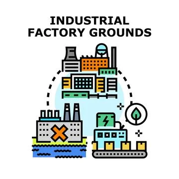 Industrial factory grounds developing future business production Ilustración de archivo