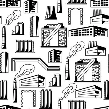 Industrial factory seamless pattern. Stock Illustration