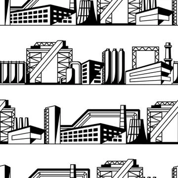 Industrial factory seamless pattern. Stock Illustration