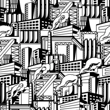 Industrial factory seamless pattern. 스톡 일러스트