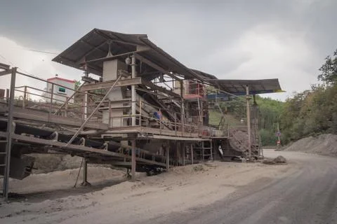 Industrial factory stone mining Stock Photos