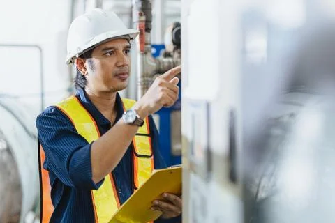Industrial factory worker, Engineer working in plant factory, Check service.. Stock Photos