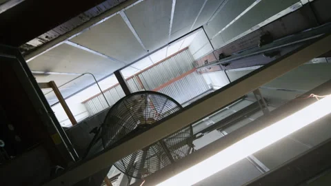 Industrial Fan On Elevator At Construction Site 4K 48FPS SLO-MO Stock Footage 266314466
