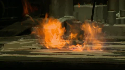Industrial fire casting flame wand Stock Footage 66261655