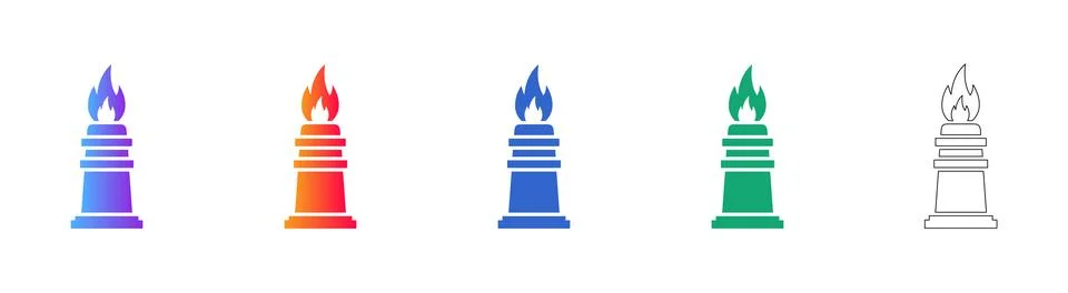 Industrial Flare Stack Icons Set Stock Illustration