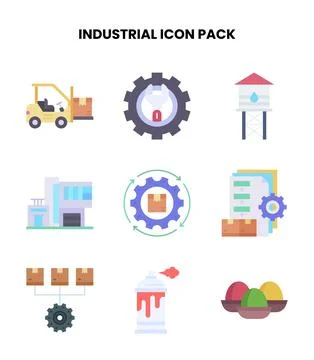 Industrial Flat Design Icons Pack Stock Illustration
