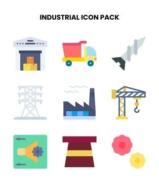 Industrial Flat Design Icons Pack Stock Illustration