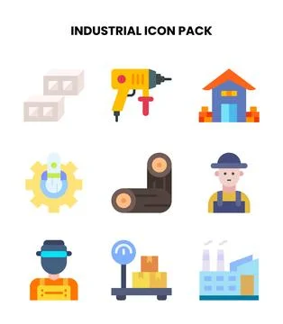 Industrial Flat Design Icons Pack Ilustración de archivo