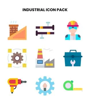 Industrial Flat Graphics Icons Pack Stock Illustration